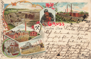 01968 Grube Ilse Senftenberg Bergbau Litho o 1900
