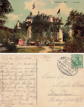 Gruenberg Schlesien Augusthoehe Zielona Gora Bahnpost Berlin-Breslau Zug 653 o 1912