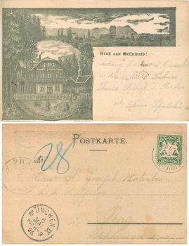 Grünwald Vorläuferkarte Bahnhofrestaurant sehr selten! o 6.5.1895