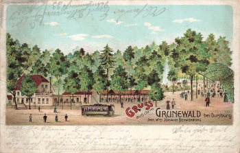 47053 Grunewald bei Duisburg Litho Straßenbahn o .1902