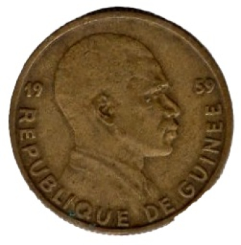 Guinea Republik 5 Francs Guinéens 1959 Work-Justice-Solidarity 2. Oktober 1958