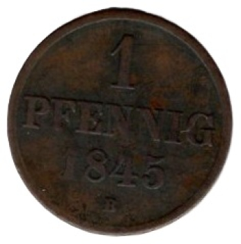 HANOVER 1 Pfennig 1845 B King Ernst August