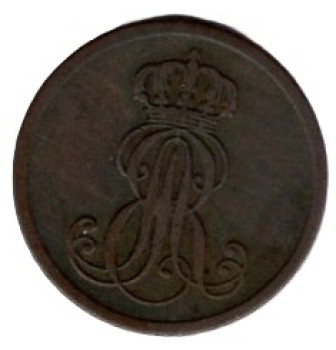 HANOVER 1 Pfennig 1845 B King Ernst August