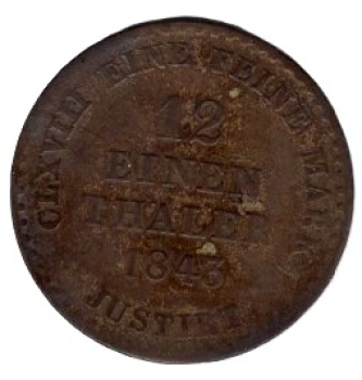 HANOVER 12 One Thaler 1843 S King Ernst August