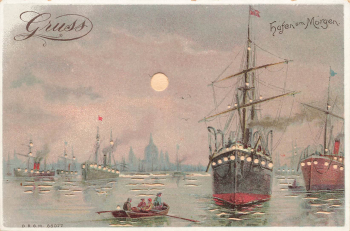 Hafenansicht halt gegen das Licht Karte