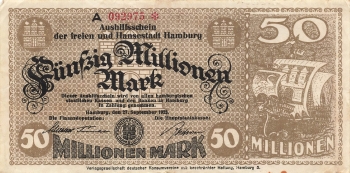 Hamburg Fifty million marks temporary allowance 1923 emergency money