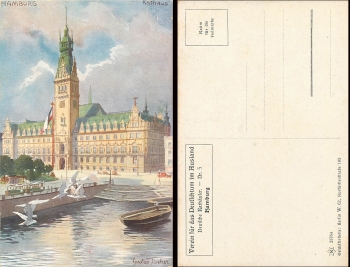 Hamburg Town Hall artist card Gustav Fischer *1920