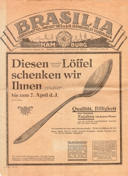 Hamburg advertising brochure Brasilia food import around 1920