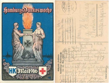 Hamburg Thanksgiving Week May 1916 Red Cross artist card o 8.12.1916