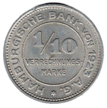 Hamburgische Bank von 1923 AG 1/10 Clearing Stamp