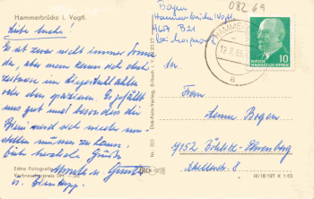 08286 Hammerbrücke Vogtland  Alte Postkarte o 1965