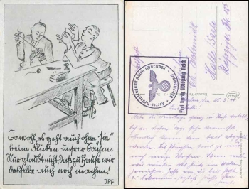 Army ancillary equipment office Aalen (Wurttbg) Free by replacing Reich field post 2nd WW o 1940 on postcard repair hour