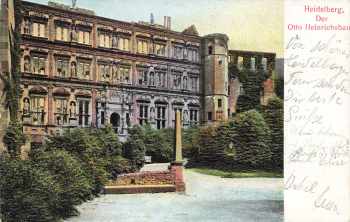 Heidelberg Otto Heinrichsbau Hochprägekarte o 10.5.1909