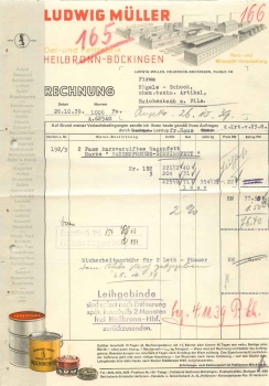 Heilbronn Bockingen Fettfabrik Ludwig Muller letterhead with factory view 1939