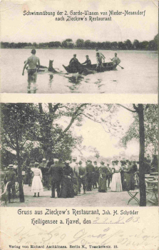Heiligensee, Berlin – Zieckow’s Restaurant – 2nd Guard Uhlan Regiment exercise, c. 1903