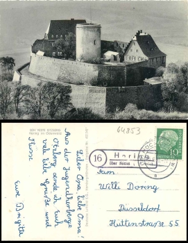 64711 Gueterfuerst via Michelstadt (Odenw) 16 country postmarks on postcard Erbach o 29.7.1961