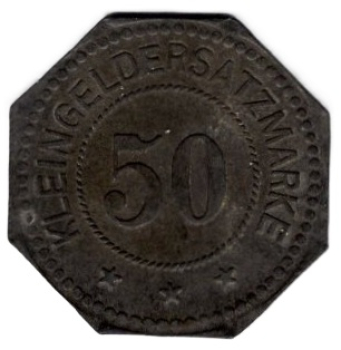 Hersfeld town small change replacement stamp 50 pfennig emergency coin