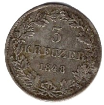 Hessen Grosherzogthum 3 Kreuzer 1848