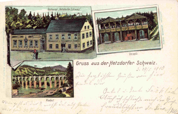 Hetzdorf, Saxony – Restaurant "Hetzdorfer Schweiz" – Railway Post (Bahnpost) Hetzdorf-Eppendorf – Train 1402 – c. 1910