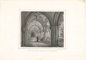 Hildesheim cloister of St Michael original steel engraving around 1870