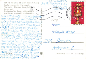 01855 Hinterhermsdorf Sächsische Schweiz Mehrbildkarte o 1976