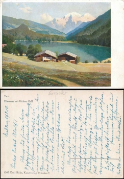 Hintersee mit Hohem Gröll Künstlerkarte Yos gebr. 27.8.1940