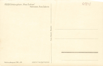 01848 Hohnstein Sächsische Schweiz FDGB Ferienheim Haus Sachsen *1956 Hanich Verlag
