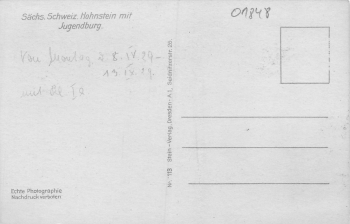 01848 Hohnstein Sächsische Schweiz Jugendburg * um 1930