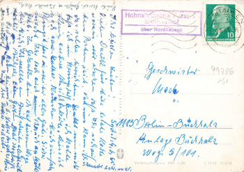 99786 Hohnsteinsche Forst-Senhienhof Landpoststempel Posthilfsstellenstempel o 4.6.1965
