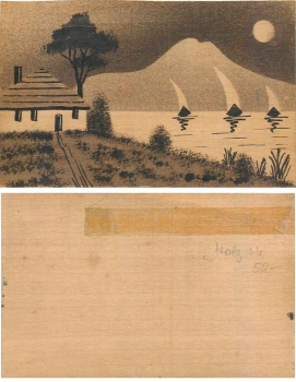 Wooden postcard landscape * approx. 1910