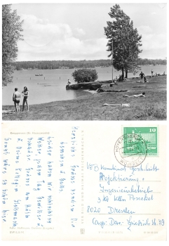 Hoyerswerda-Wojerecy bilingual stamp Knappensee 4.7.1974