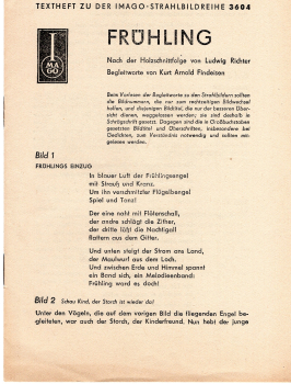 IMAGO jet pattern Radebeul text booklet 3604 "Spring" woodcut series by Ludwig Richter 1953