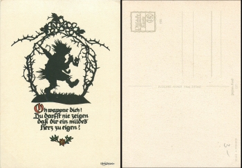 Hedgehog Plischke silhouette card 708 *1956