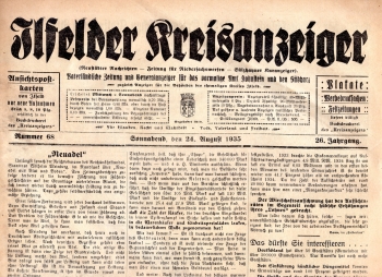 Ilfelder Kreisanzeiger Wochenzeitung 24. August 1935