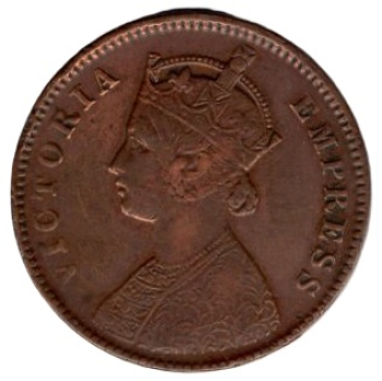 India British one Quarter Anna 1883 Victoria