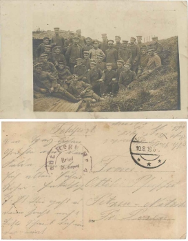 Infanterie-Regiment No. 418 field postmark WWI on real photo o 10.8.1918