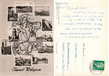 Insel Rügen Landkarten-AK o 20.8.1963