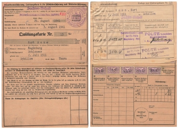 Disability insurance Saxony Anhalt receipt card company Polte Magdeburg 1941