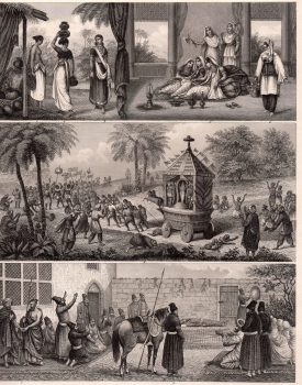 Iran National Customs Steel engraving by Henry Winkles after G Heck around 1850