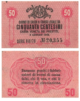 Italien 50 Cinquanta centesimi 1918 Banknote