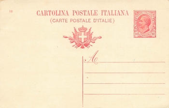 Italien Cartonlina Postale 10 Centesimi Ganzsache um 1911