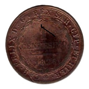 Italien Sardinien 1 Centesimo 1826 Carlo Felice