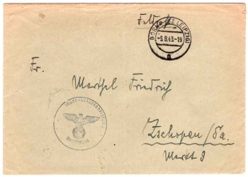 Jager reserve detachment Feldpost WW II o Borna 5.8.1943