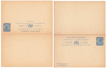Jamaica Postage One Penny Answer postal stationery around 1900 *