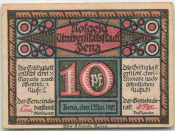 Kahla emergency money note, 1921, 10 Pfennig