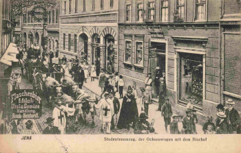 Jena Studentenumzug, der Ochsenwagen mit dem Bischof o 1912