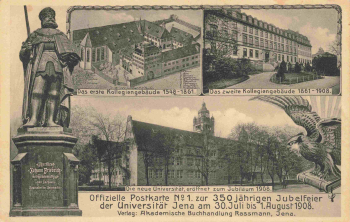 Jena 350 Jahre Uni Jena 1908 Ofizielle Postkarte Nr.1