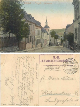 09477 Joehstadt Kirchgasse Field Post 4th Saxon Landsturm Infantry Battalion Chemnitz XIX 22 o 4.7.1916