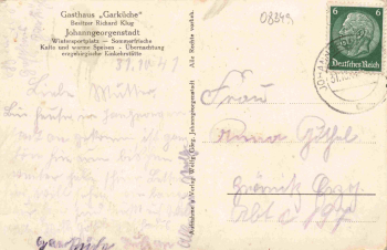 Johanngeorgenstadt Erzgebirge Gasthaus "Garküche" Richard Klug o 1941