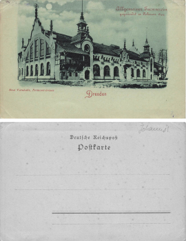 Johannstadt Dresden Permoserstrasse neue Turnhalle Allgemeiner Turnverein Mondscheinkarte * 1897